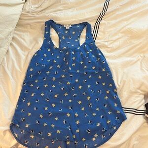 Cute blue flowered racer back shirt